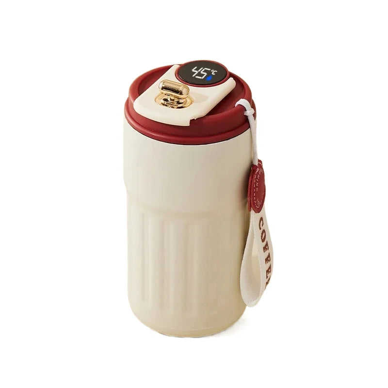 Caneca térmica de 450ml com visor inteligente de temperatura, copo de vácuo de aço inoxidável, copo de café para escritório, portátil para negócios