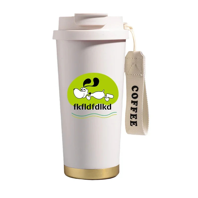 Garrafa térmica de aço inoxidável Snoopys 500ml, anime Kawaii, portátil, viagem, ar livre, carro, chá, café, caneca térmica fria