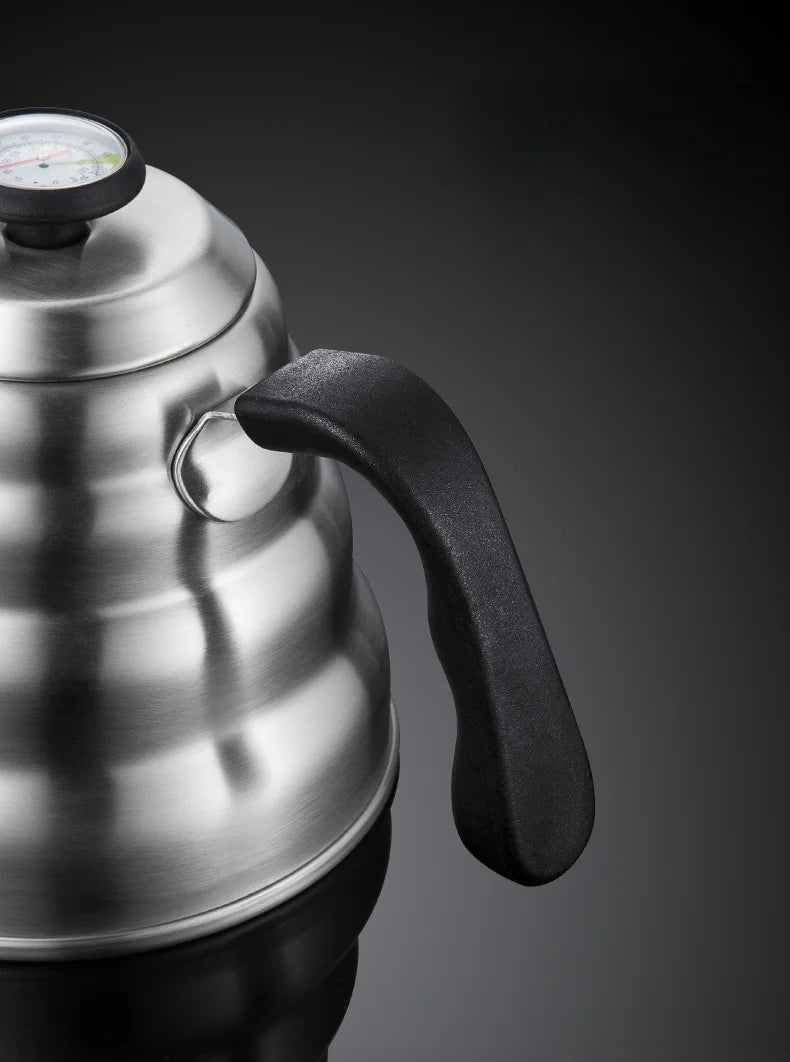 Cafeteira de aço inoxidável com termômetro Swan pescoço longo alta capacidade pode ser aquecida café profissional feito à mão