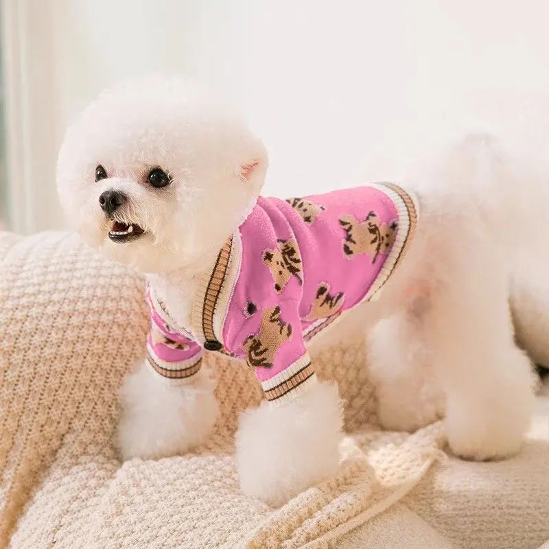 Roupas de luxo para cães Chihuahua Pet Cardigan listrado Suéter Bichon Frise Filhote de cachorro Gatinho Cachorro Casaco quente Acessórios para cães Gatos Roupa para animais de estimação