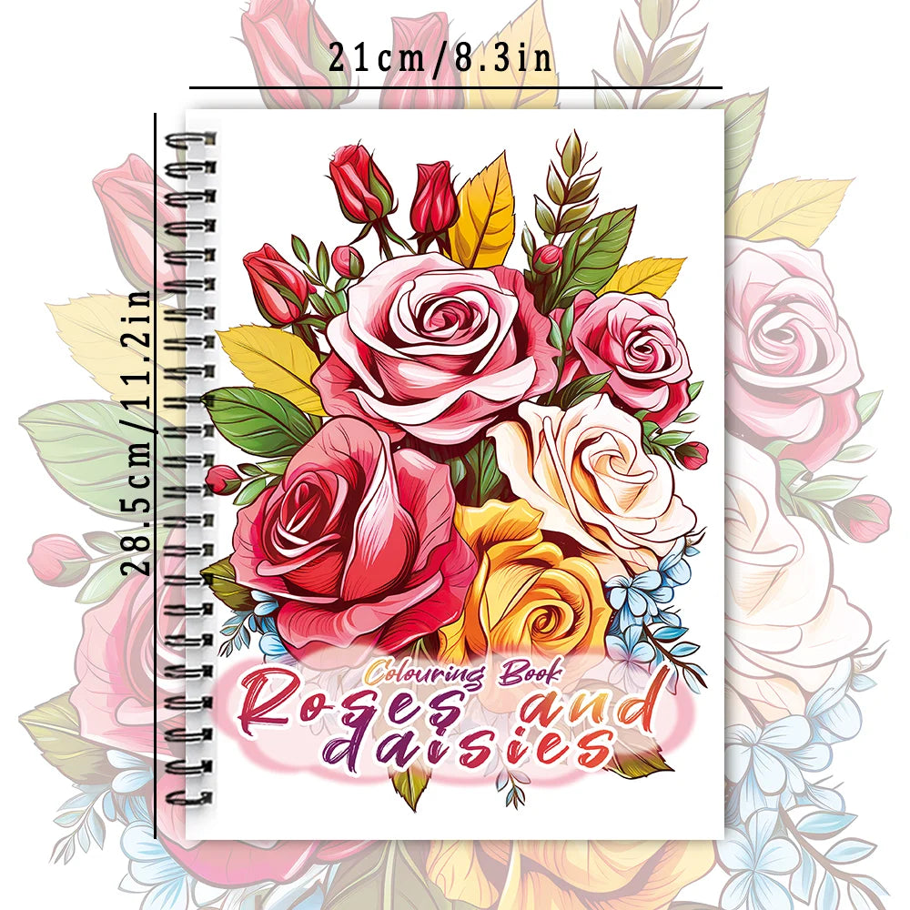 Livro de colorir em espiral - 30 folhas, livro de colorir para adultos, 11,3 x 8,3 polegadas, papel grosso de 100 g, livro de desenho, presente de boas-vindas para o feriado