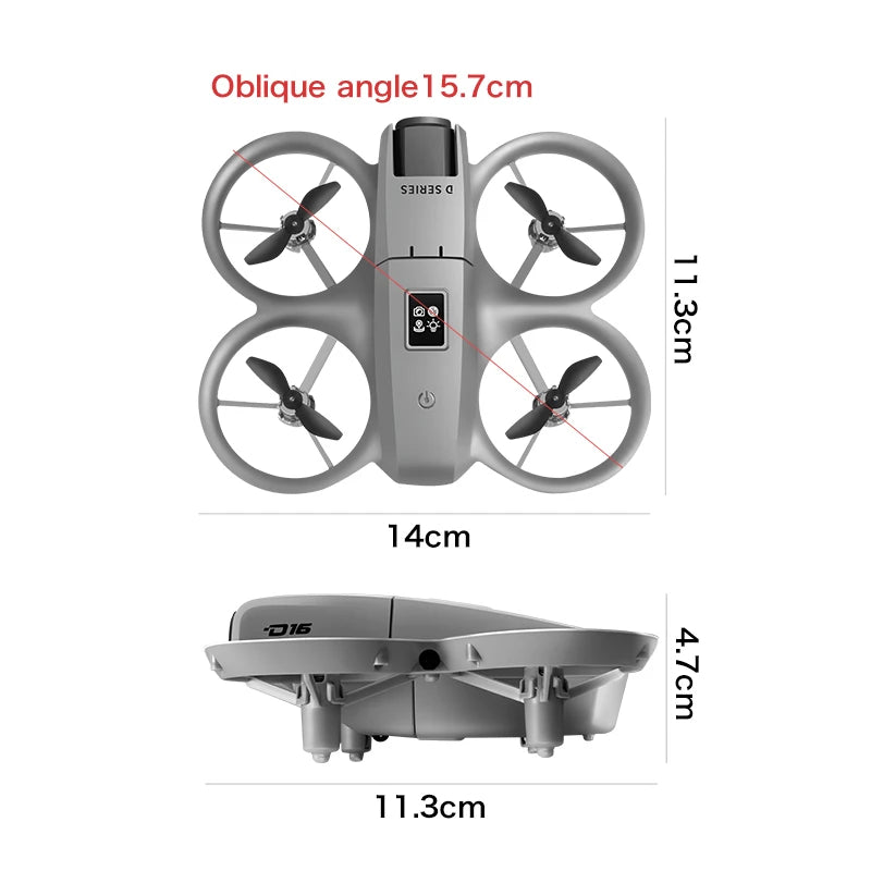 Mini drone Xiaomi D16 com câmera HD 8K ajustável de 180° e WiFi com fluxo de luz, drone de bolso para evitar obstáculos, quadricóptero RC