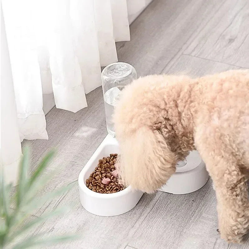 Tigela de comida para animais de estimação, recipiente de comida com armazenamento automático de água e equipado com dispensador de água para animais de estimação 2 em 1 dispensador de água para tigela de gato