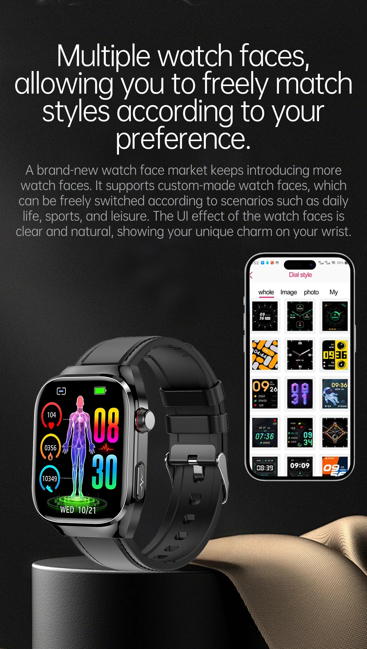 Novo relógio inteligente para Android e iOS, monitor de saúde, masculino e feminino, com precisão de ECG e PPG para ácido úrico e pressão arterial, análise de órgãos e corpo, 2025