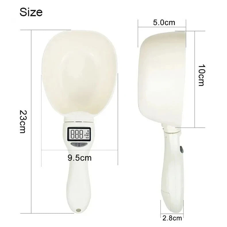Balança de colher medidora de comida para animais de estimação, colher medidora digital de comida para cozinha, adequada para colher medidora de comida para cães e gatos