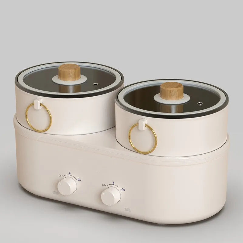 Panela elétrica doméstica de dupla capacidade de 1,8 L, panela elétrica Yuanyang multifuncional, frigideira elétrica antiaderente 220 V