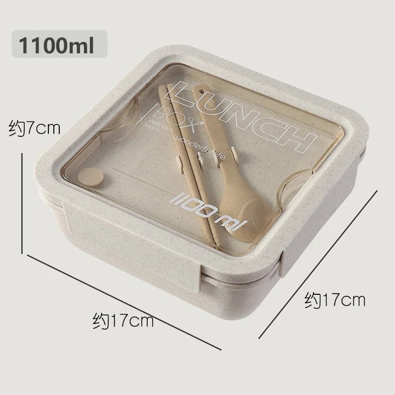 1 peça de lancheira de palha de trigo saudável sem BPA, lancheira bento para micro-ondas, louças, recipiente para armazenamento de alimentos, lancheira para crianças