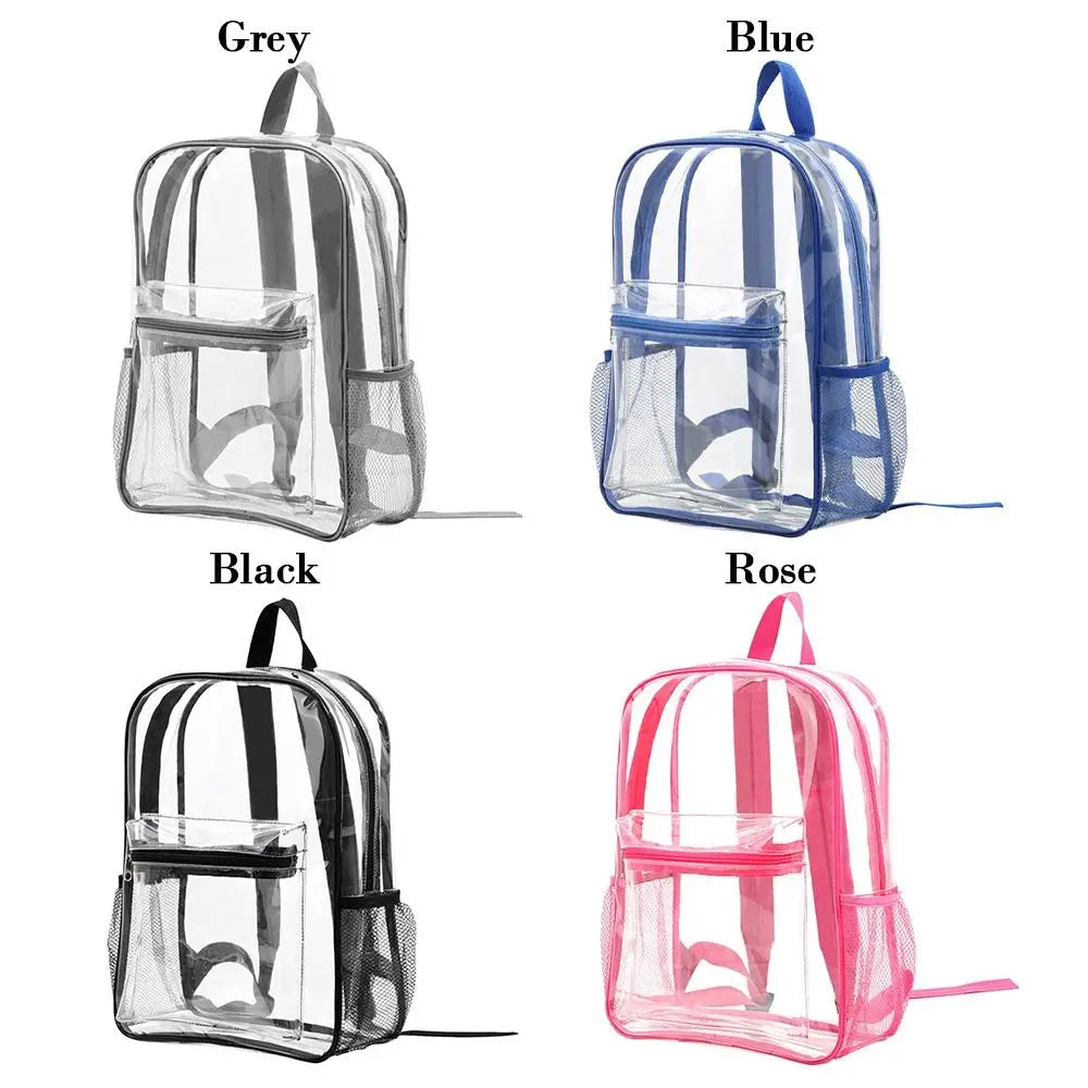 Mochila transparente de PVC para esportes ao ar livre, fitness, casual, viagem, visível, grande capacidade, à prova d'água, bolsa de ombro