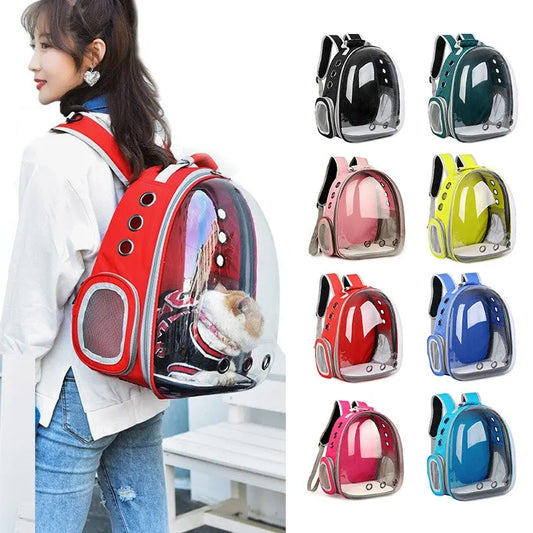 Mochila para transporte de animais de estimação Capsule Bubble, mochila transparente para transporte de animais de estimação, filhotes, gatinhos, pássaros, respirável para viagem
