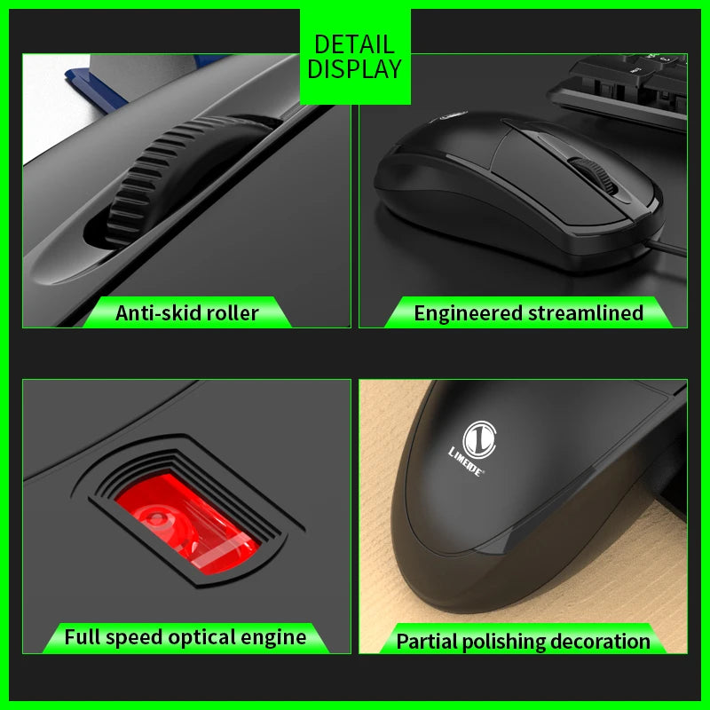 301 Mouse com fio para jogos de escritório, computador desktop, laptop, mouse comercial, mouse óptico USB