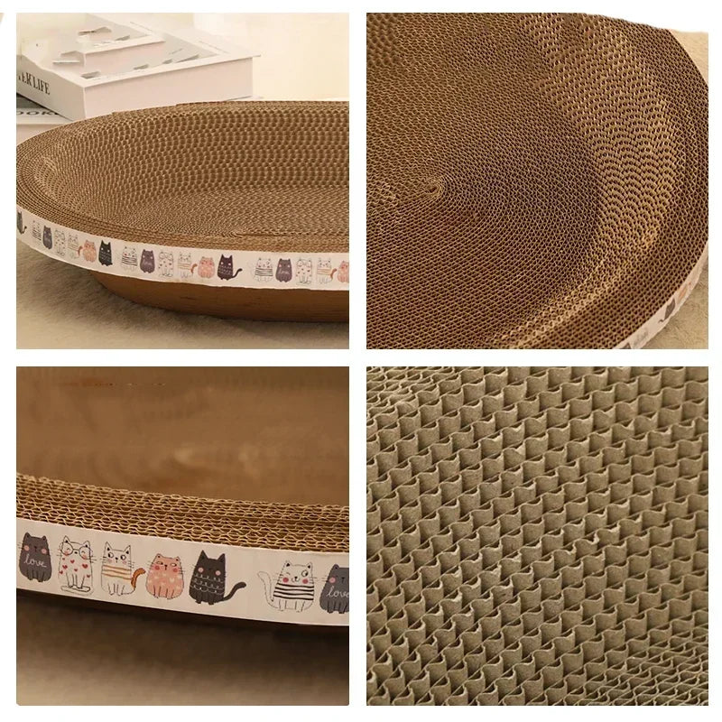 Arranhador ondulado para gatos, redondo, oval, com garras de moagem, resistente ao desgaste, cama para gatos, acessórios para gatos