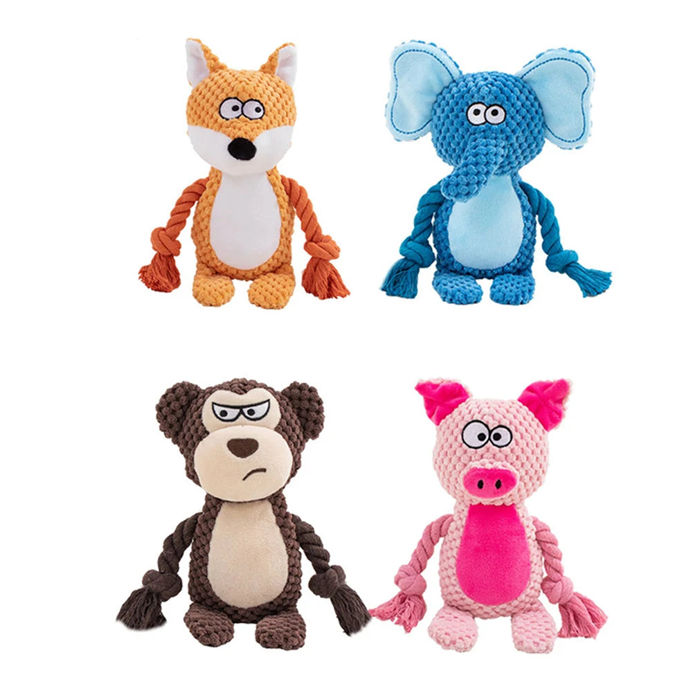 Brinquedo de pelúcia para cachorro, brinquedo de mastigar com articulação pequena crua, indestrutível, resistente a mordidas, som de guincho para filhotes, chocalho para brinquedos de estimação