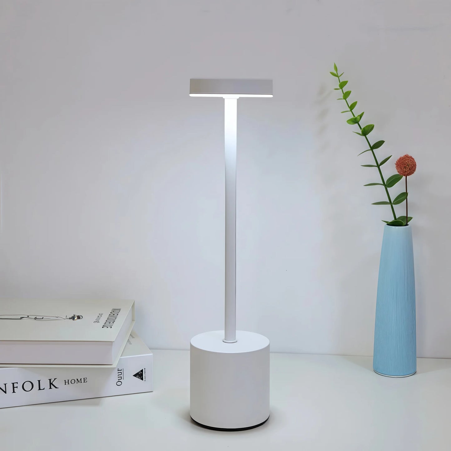 Luminária de mesa LED com carregamento sem fio | 3 cores + dimerização ajustável | Carregamento USB | Luminária de cabeceira | Presente de festival.