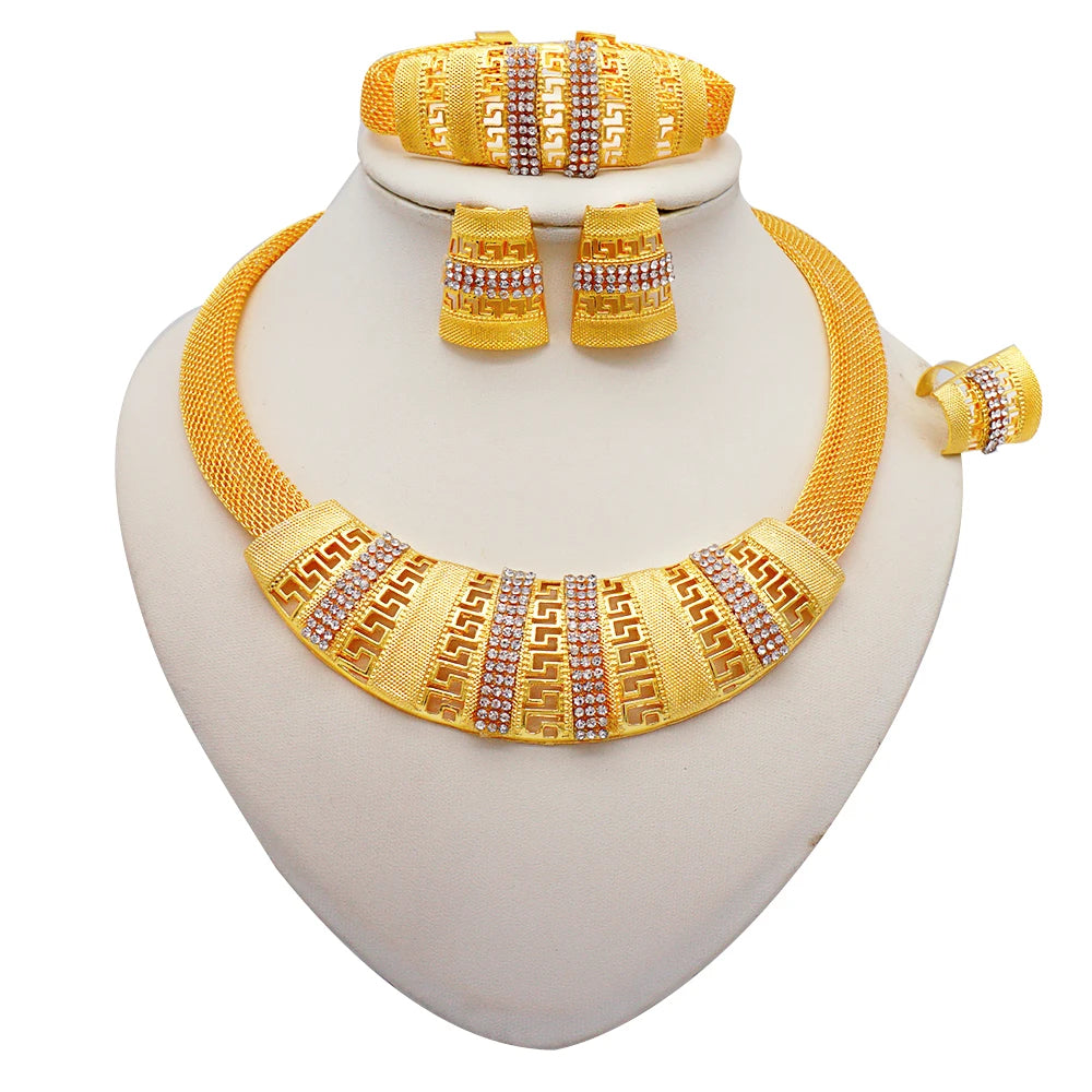 Conjuntos de joias finas 2023 para mulheres, presentes de casamento, colar, pulseira, brincos, anel, joias com contas africanas