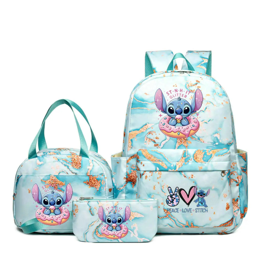 Mochila Lilo Stitch 3 peças/conjunto para meninas, meninos, estudantes, adolescentes, crianças, presente de aniversário, mochila escolar casual feminina