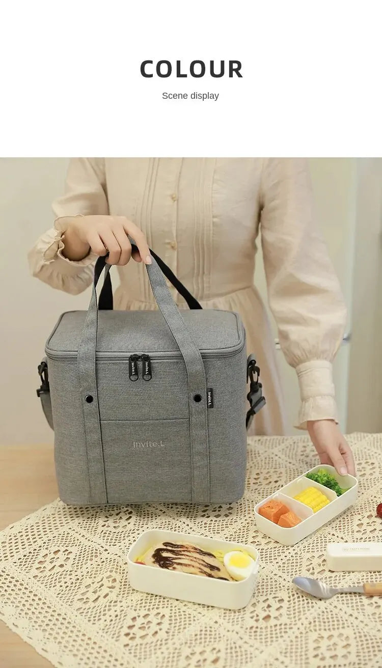 1 bolsa térmica para almoço para homens/mulheres, bolsa térmica grande reutilizável com alça de ombro para trabalho, escritório, piquenique, praia, viagem
