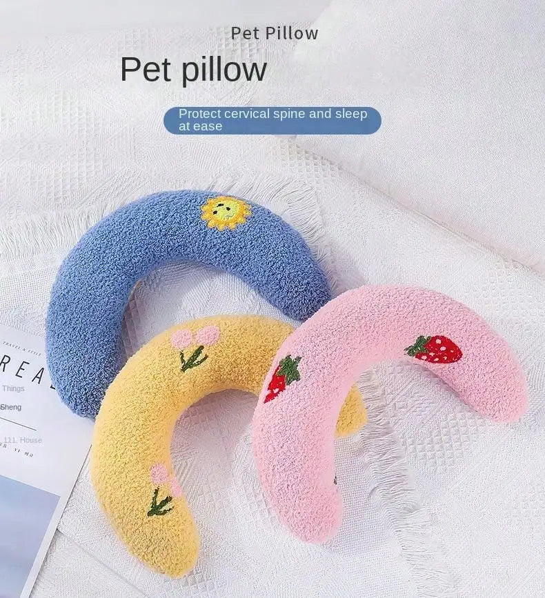 Almofada para cães e gatos, suprimentos para animais de estimação, protege a coluna cervical, travesseiro em formato de U para sono profundo, travesseiro para gatinhos e filhotes