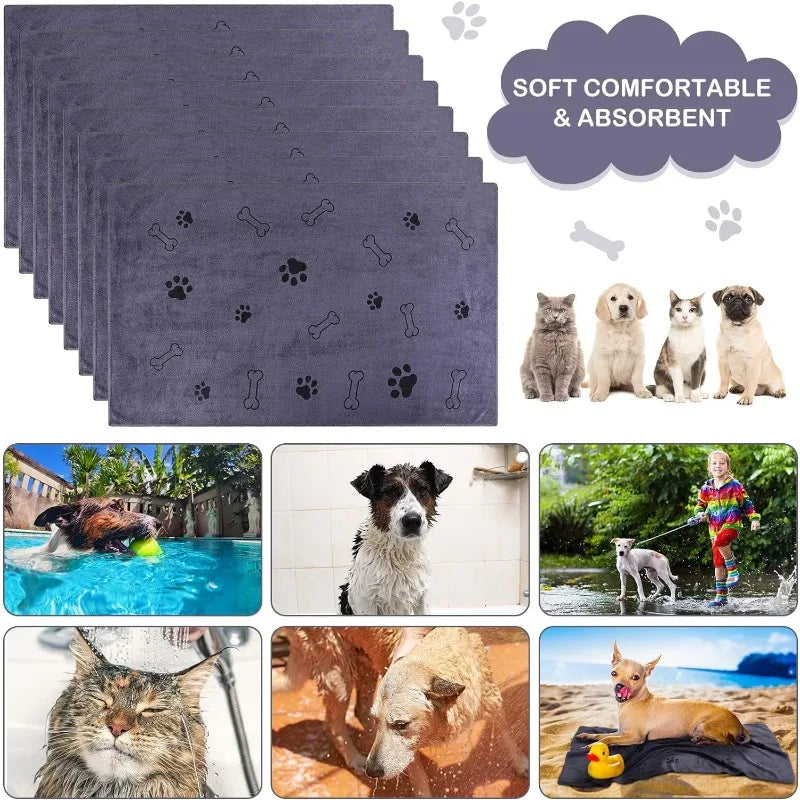 Toalha de microfibra de secagem rápida para cães, 1 peça, absorvente, produto para banho de animais de estimação, toalha de banho de secagem rápida, pano de limpeza de carro, suprimentos para animais de estimação