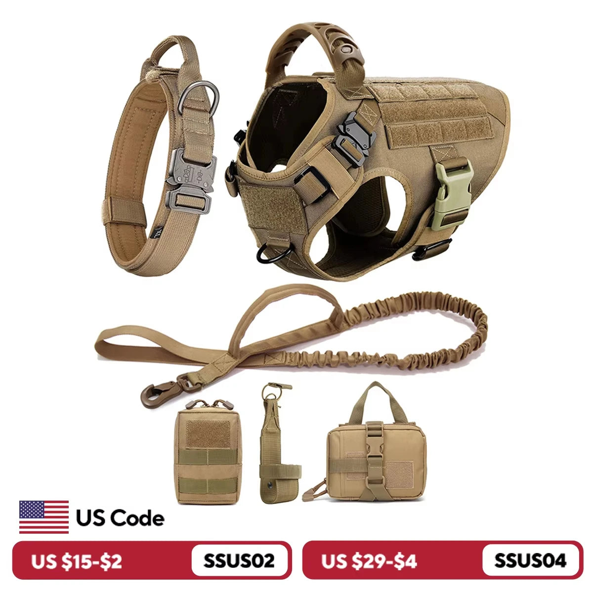 Conjunto de peitoral e guia para cães grandes, colete de treinamento para pastor alemão malinois, colete e coleira para cães de médio e grande porte