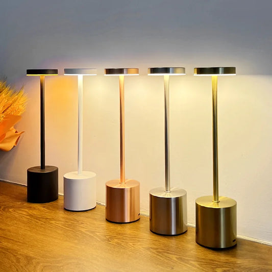 2 peças USB recarregável LED lâmpada de mesa com escurecimento contínuo tricolor toque luz noturna luz de cabeceira bar decoração de hotel