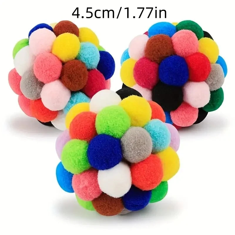 1/3 peças brinquedos para gatos bola de pelúcia para gatos brinquedo para animais de estimação bola elástica de sino bola auto-oi bola brincando bola de lã colorida para gatos