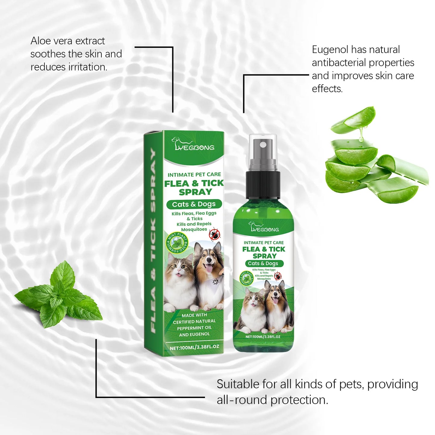 Spray removedor de ácaros para gatos e cães, mata pulgas, alivia coceira, remove carrapatos, tratamentos para alergia em gatos, spray anti-piolhos e insetos para cuidados com a pele de animais de estimação