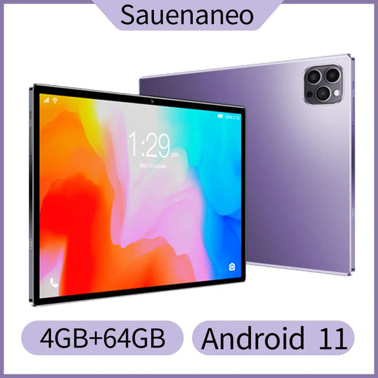 Tablet de 10,1 polegadas mais vendido em 2024 com 4 GB de RAM, 64 GB de ROM, sistema Android 11, reprodutor de músicas, versão global, tablet de 5000 mAh