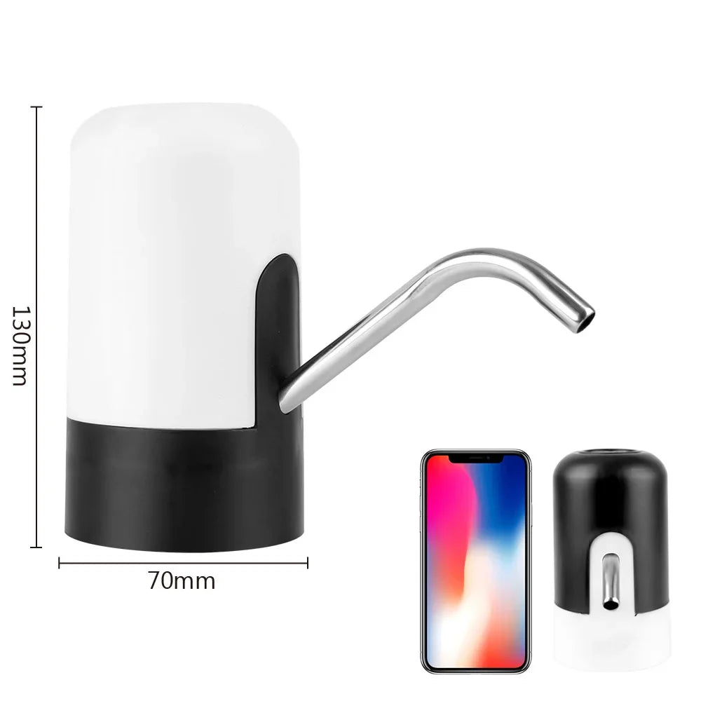 Dispositivo elétrico de bombeamento automático de água com luz LED azul, recarregável, portátil, sem fio, com carregamento USB
