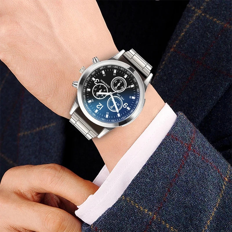 1/2 peças relógios masculinos de negócios, moda masculina, pulseira de aço, relógio de quartzo com pulseira (caixa não incluída)