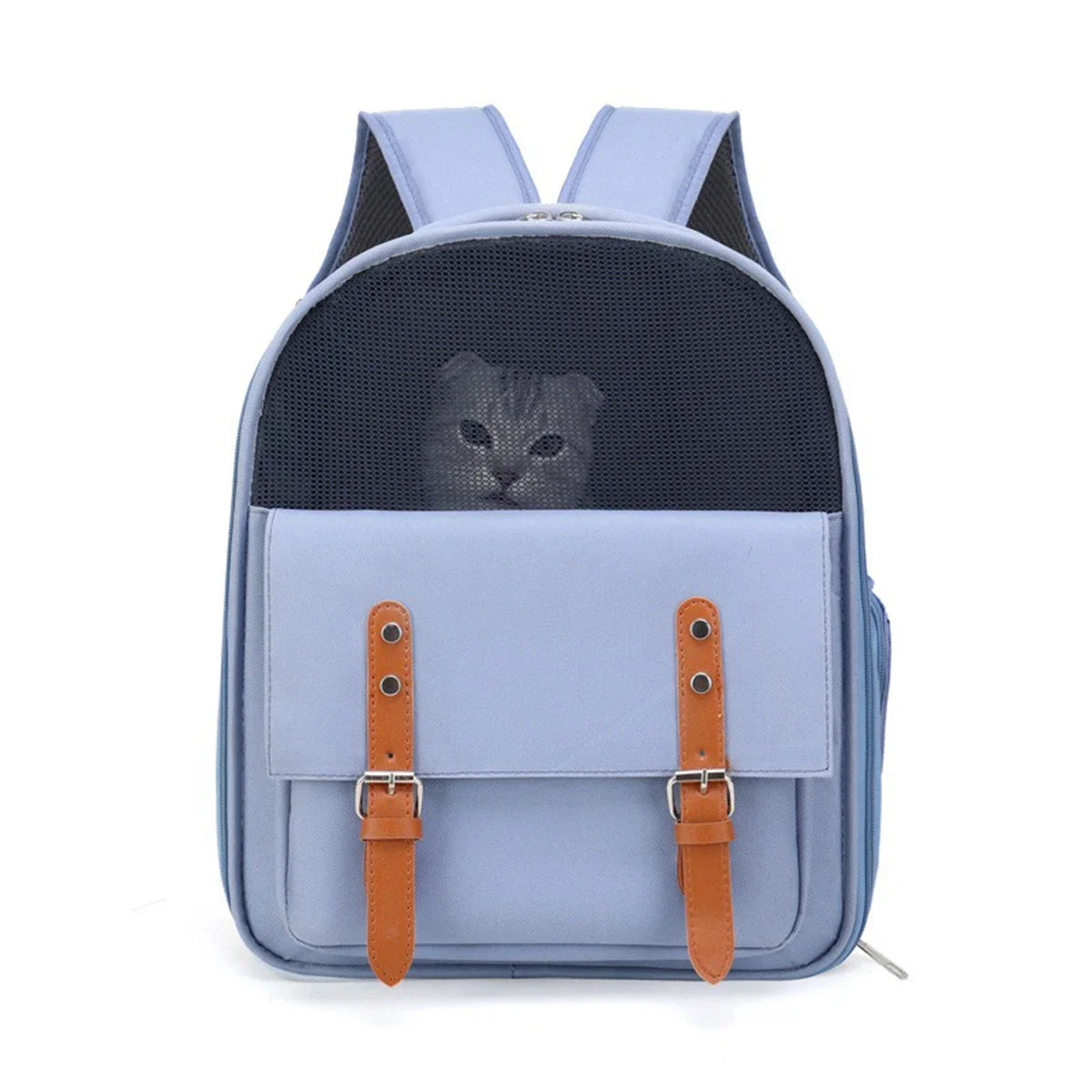 Mochila portátil para transporte de gatos - Oxford respirável e malha, alças ajustáveis