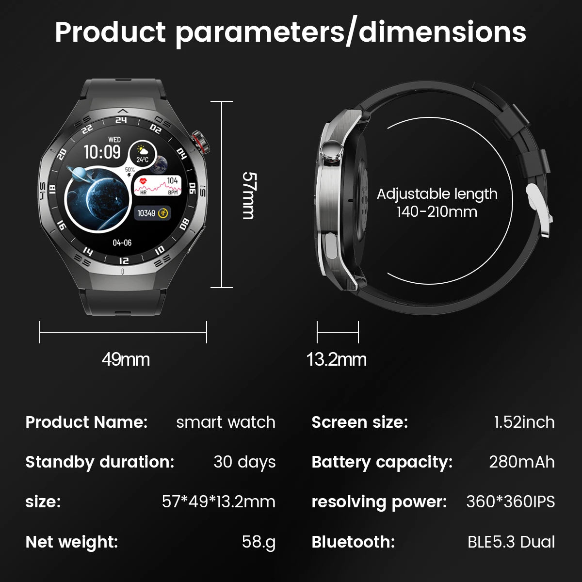 2025 Novo para Android e iOS Smart Watch Masculino Tela AMOLED GPS Trajetória de movimento Frequência cardíaca Bluetooth Chamadas SmartWatch à prova d'água