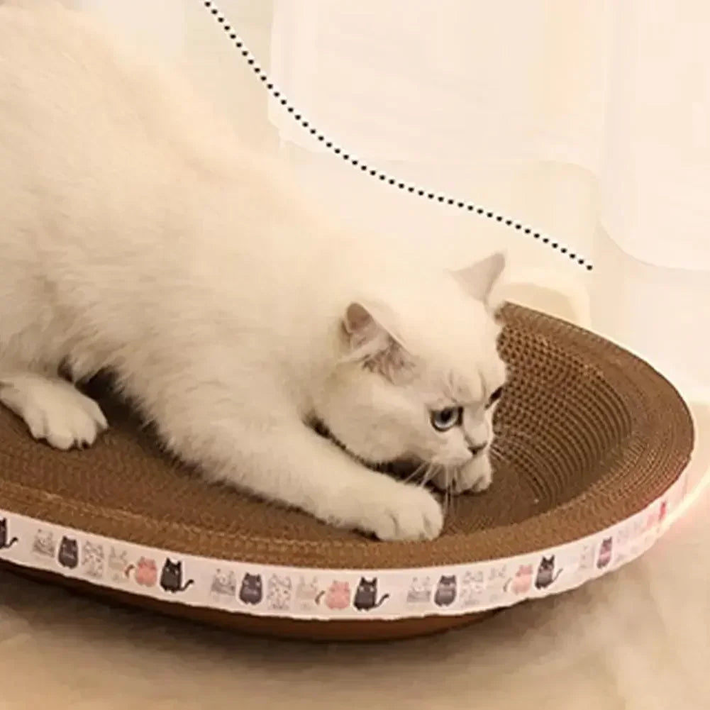 Cat Scratcher Cardboard Cat Scratcher Bed Corrugated Oval Cat Scratch Pad Board Claw Toys for Cats Wear-Resistant Cat Bed Nest
