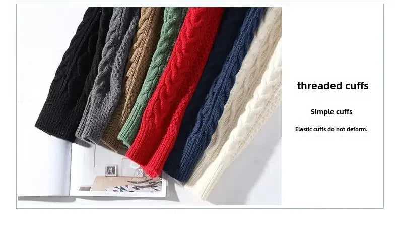 Suéter de malha da moda para homens, casual, gola redonda, quente, solto, pulôver, aconchegante, macio, flexível, moda outono inverno