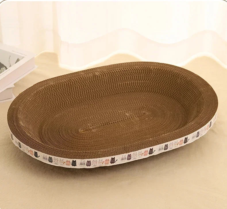 Arranhador ondulado para gatos, redondo, oval, com garras de moagem, resistente ao desgaste, cama para gatos, acessórios para gatos