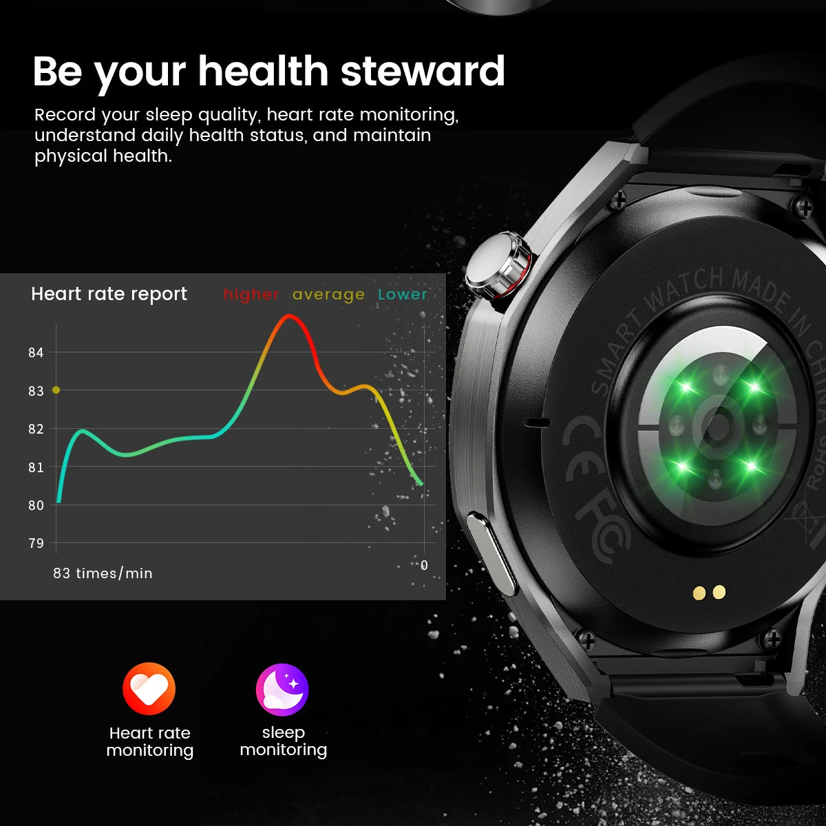 2025 Novo para Android e iOS Smart Watch Masculino Tela AMOLED GPS Trajetória de movimento Frequência cardíaca Bluetooth Chamadas SmartWatch à prova d'água