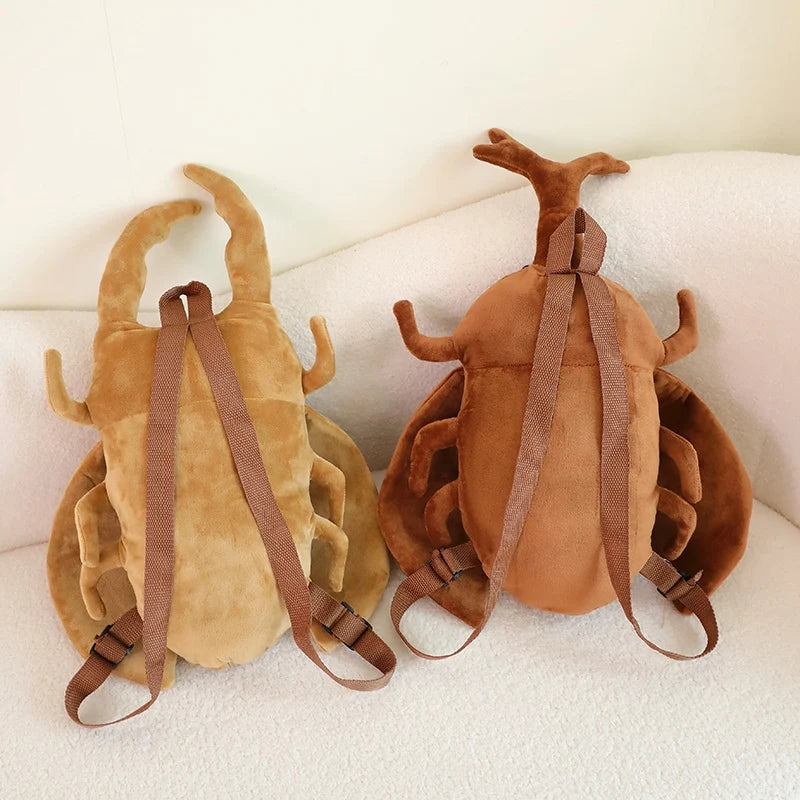 Mochila de pelúcia criativa engraçada de 45 cm, inseto, cigarra, besouro, marrom, verde, brinquedo de pelúcia macio para meninos e meninas