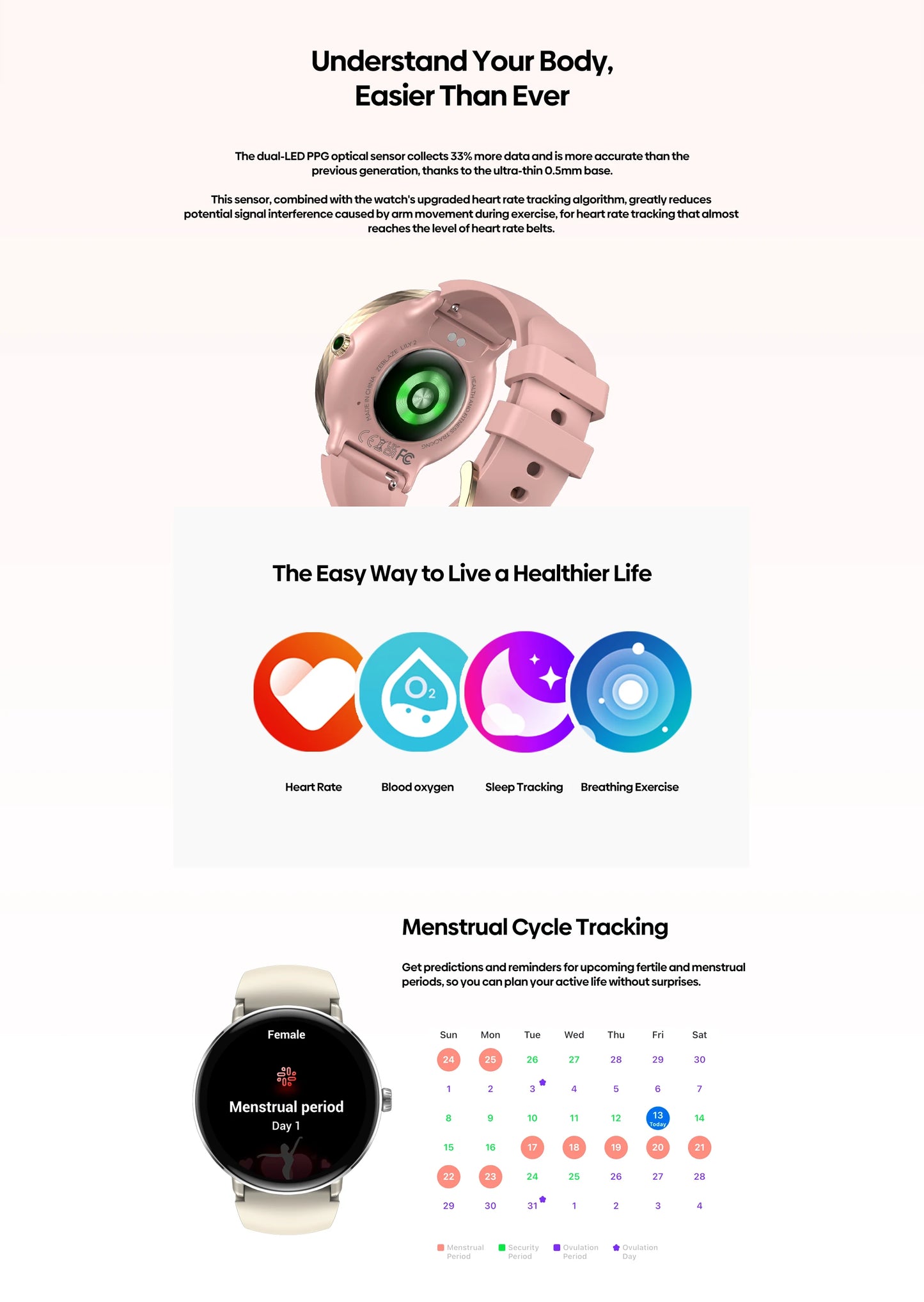 O NOVO Zeblaze Lily 2 2025, Smartwatch Feminino com Chamadas por Voz, Tela AMOLED de 1,2" e Pulseira Dupla, Relógio Inteligente Esportivo para Gestão da Saúde