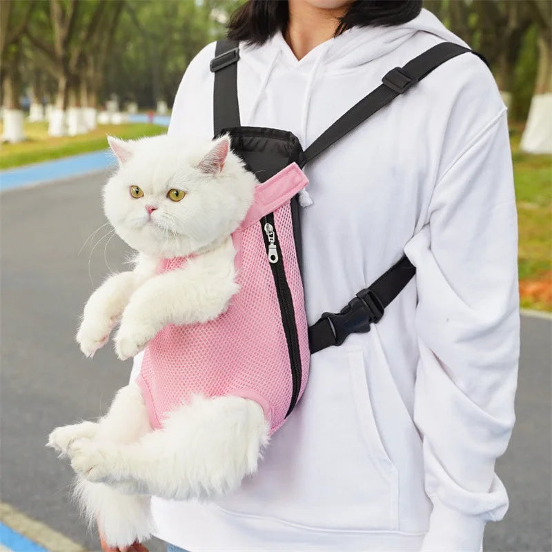Bolsa de transporte ajustável para gatos, mochila de ombro duplo para animais de estimação, bolsa portátil para viagens ao ar livre, acampamento, caminhada, bolsa para gatos e cachorros