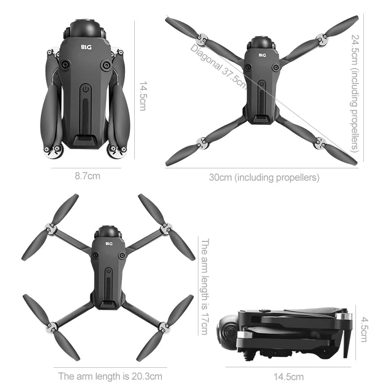 2025 Novo D18 Drone 8K Fotografia Aérea HD com Câmera Dupla Inteligente Prevenção de Obstáculos Sem Escovas Dobrável Quadricóptero Brinquedos