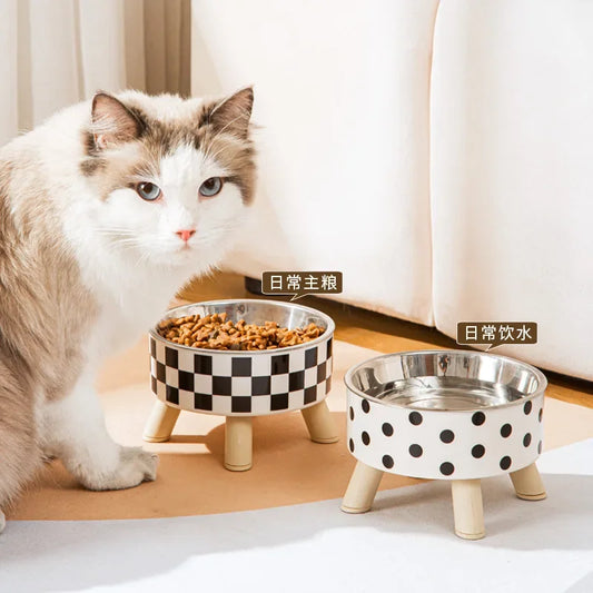 Tigela para animais de estimação antiderrapante, quatro cantos, grande capacidade, tigela de arroz para cães, anticervical, gato, animal de estimação, única