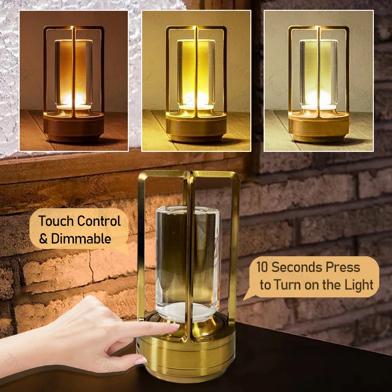 Luminária de mesa com carregamento USB, luminária de mesa de alumínio para restaurante e bar, ambiente de escurecimento, interruptor de toque com carregamento USB, decoração