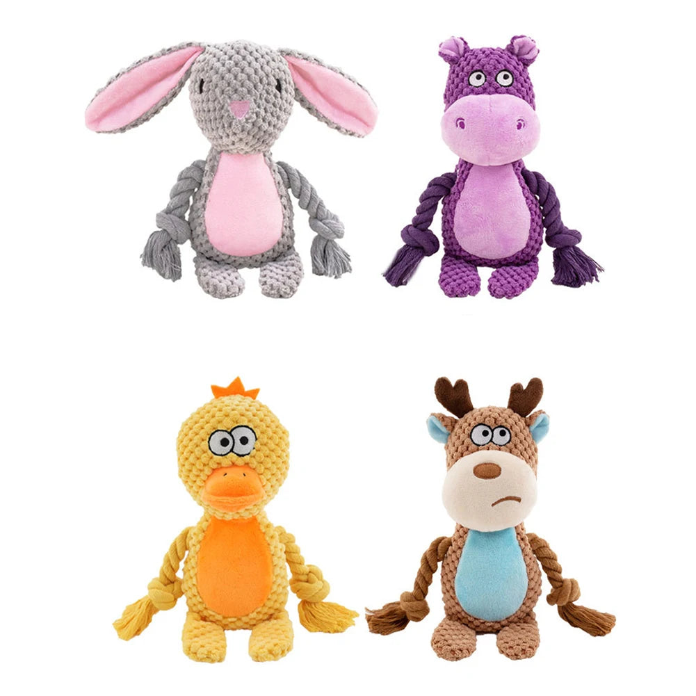 Brinquedo de pelúcia para cachorro, brinquedo de mastigar com articulação pequena crua, indestrutível, resistente a mordidas, som de guincho para filhotes, chocalho para brinquedos de estimação