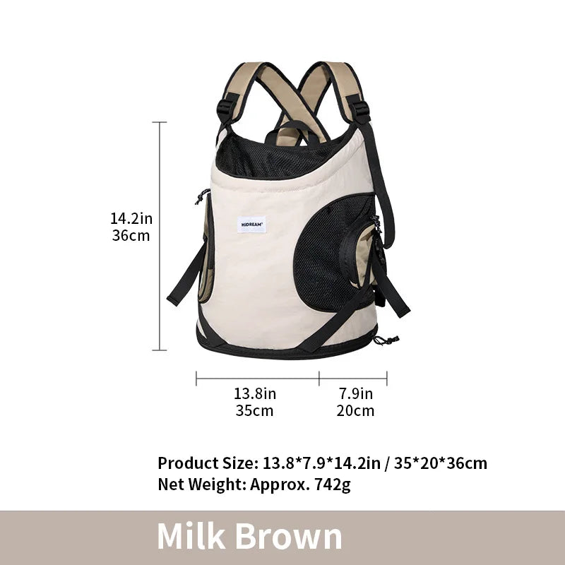 Mochila para transporte frontal de animais de estimação, bolsa de ombro para cães e gatos, bolsa respirável e portátil para áreas externas