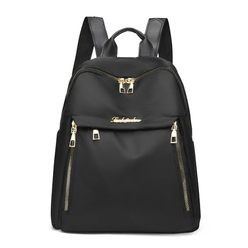 Mochila feminina de viagem casual à prova d'água Oxford bolsa de ombro feminina grande capacidade bolsa preta bolsa escolar