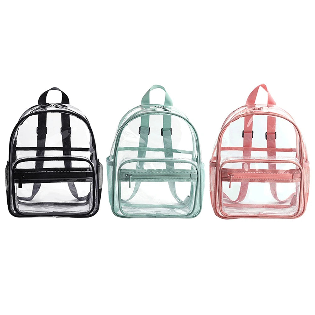 Mochila transparente de PVC para esportes ao ar livre, fitness, casual, viagem, visível, grande capacidade, à prova d'água, alça superior, mochila escolar
