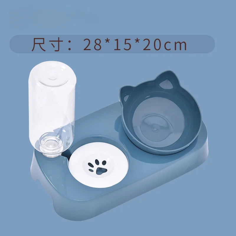Tigela automática para gatos e animais de estimação, alimentador 3 em 1, tigela para comida de cachorro e gato com bebedouro, tigela dupla com suporte elevado, tigelas para gatos