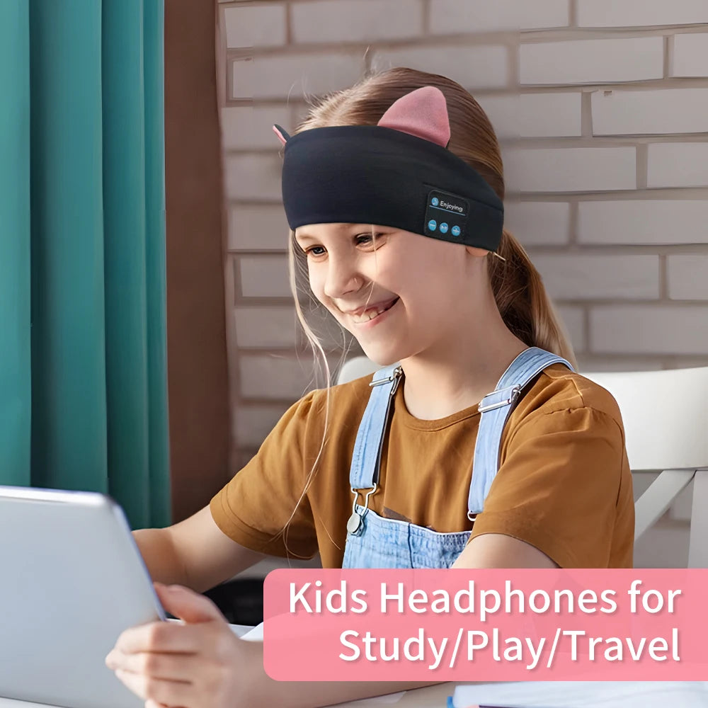 Kids Wireless Headphones Sleep Mask Headband With Microphone Headphones For Kids with Stereo Sound Foldable Kids Headphones