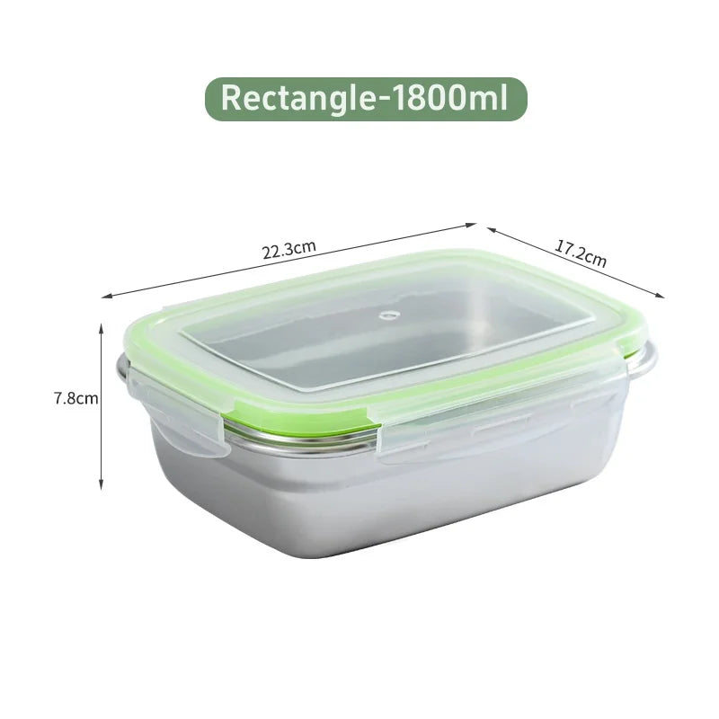 Caixa de armazenamento refrigerada de aço inoxidável 304, caixa de almoço selada à prova de vazamentos, caixa de frutas com tampa, recipiente para bolinhos, caixa de armazenamento refrigerada