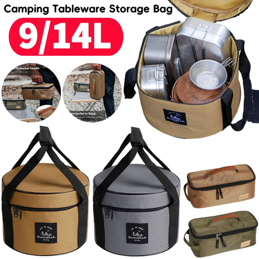 Organizadores de louças 9/14L, sacos de pano Oxford para armazenamento de panelas, recipientes à prova d'água para acampamento, recipientes para copos, com capacidade para 7 kg, uso diário