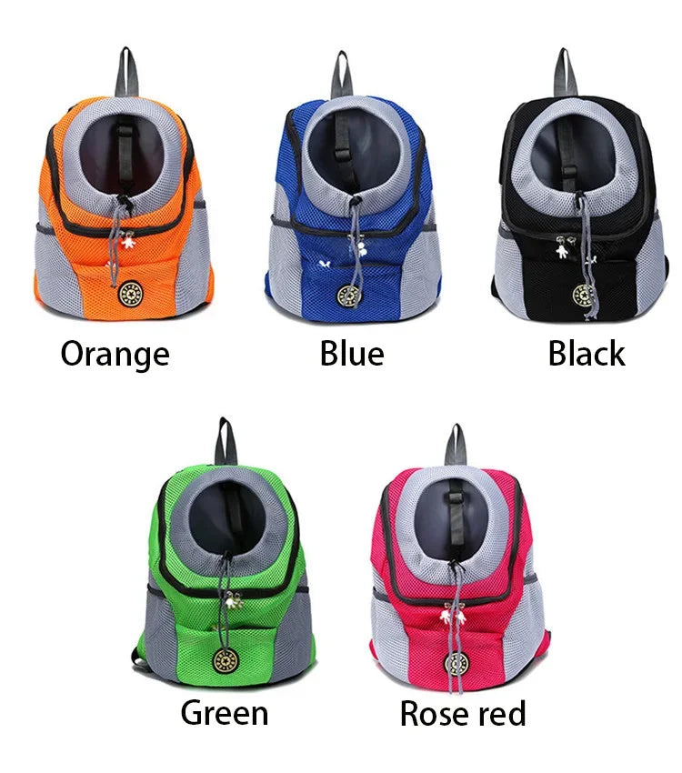 Nova mochila de viagem portátil com dois ombros, bolsa para transporte de cães de estimação, bolsa frontal de malha